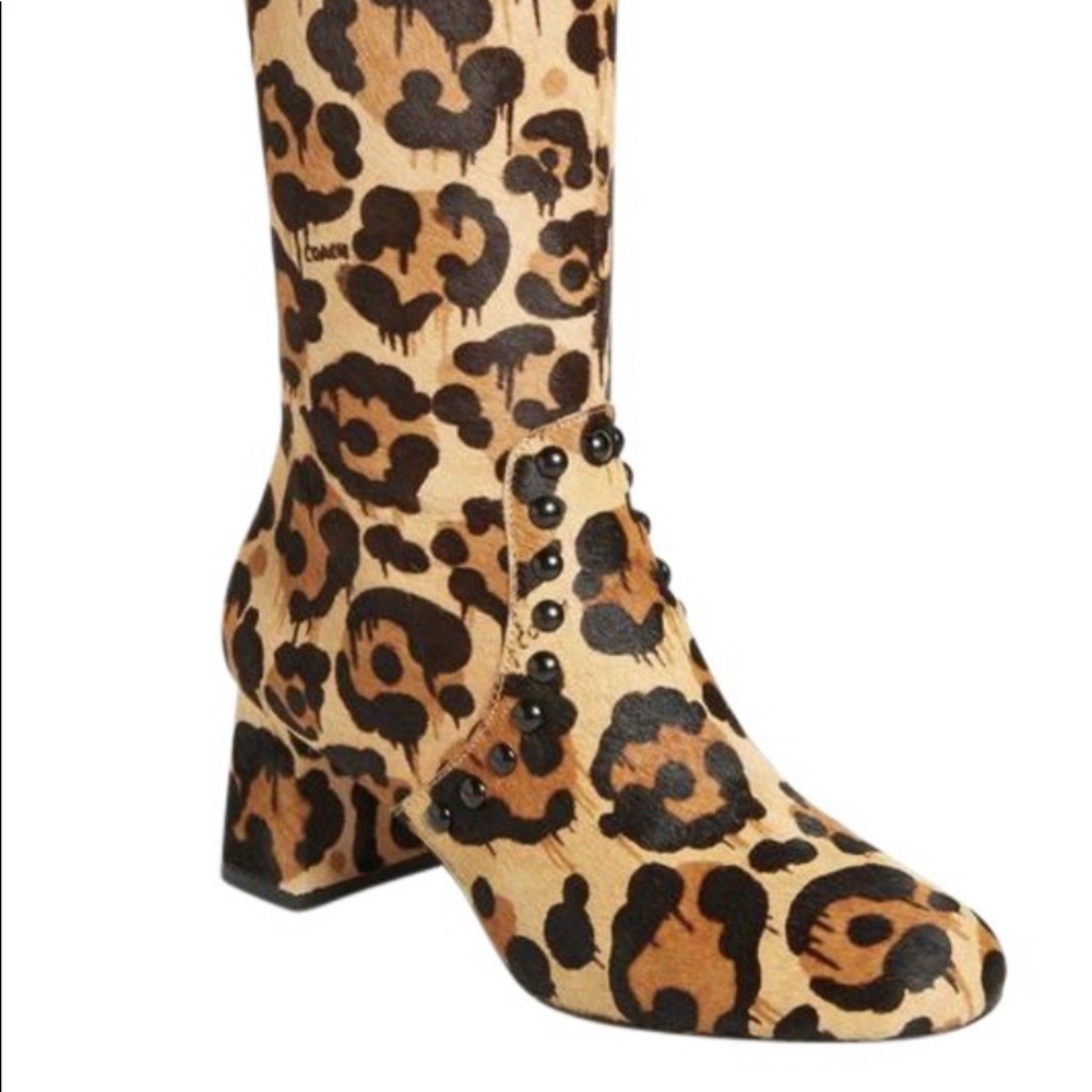 Coach Britney Leopard Calf Hair Knee High Boots- Sz. 9M